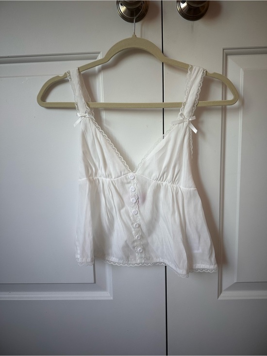 Edikted Tops - Edikted White Lace Trim Button-Front Camisole